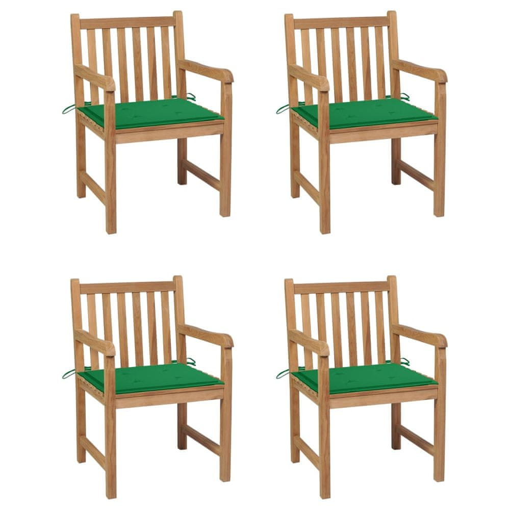 Petromila vidaXL Záhradné stoličky 4 ks so zelenými podložkami teakový masív